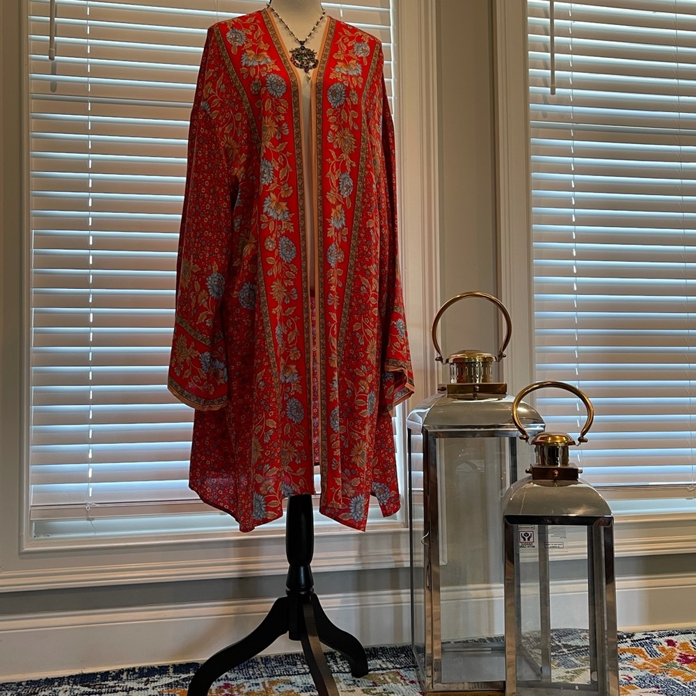 Red Multicolored Kimono Red Aztec Bohemian style kimono. Kimono only - Picture 5 of 15